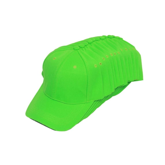Top Headwear 12-Pack Adjustable Baseball Hat - Neon Green