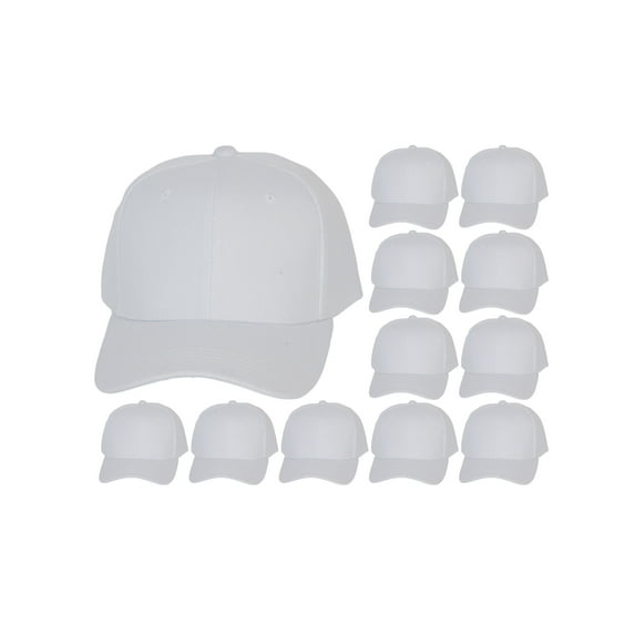 Top Headwear 12-Pack Adjustable Baseball Hat - White