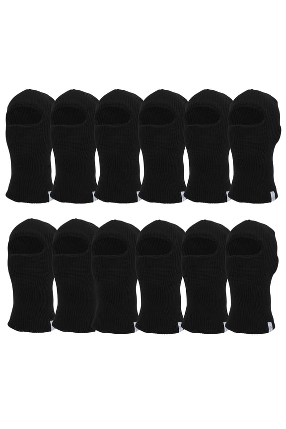 Top Headwear 12 Pack Face Ski Mask 1 Hole Balaclava, Black
