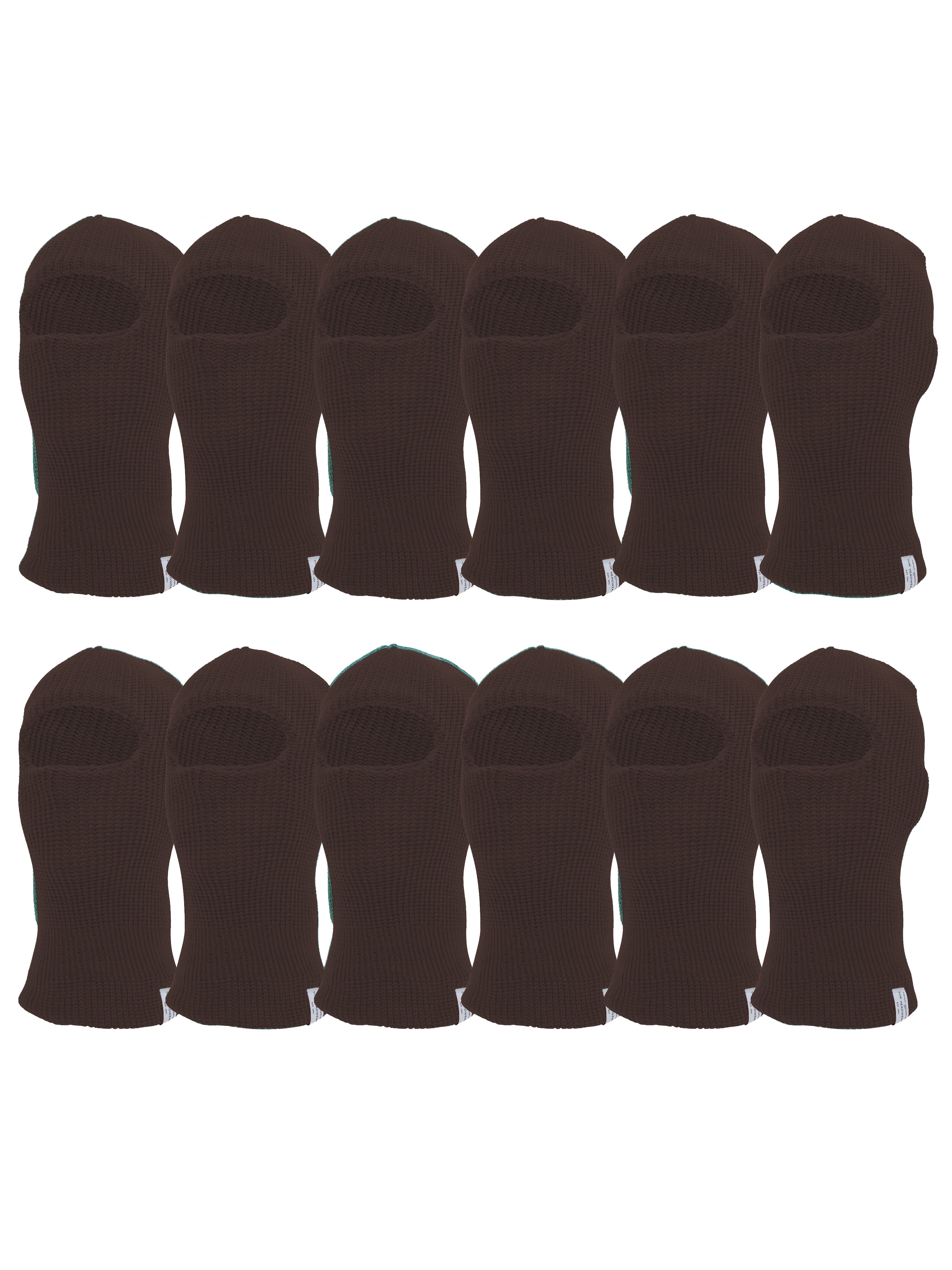 Top Headwear 12 Pack Face Ski Mask 1 Hole Balaclava, Coffee
