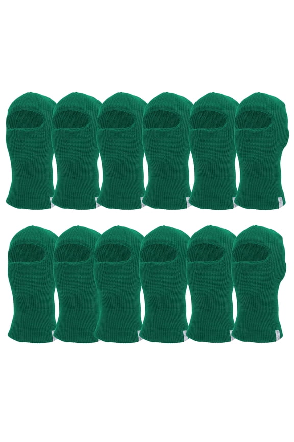 Top Headwear 12 Pack Face Ski Mask 1 Hole Balaclava, Kelly Green