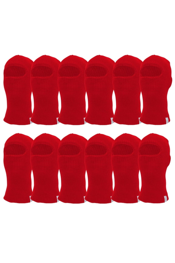 Top Headwear 12 Pack Face Ski Mask 1 Hole Balaclava, Red