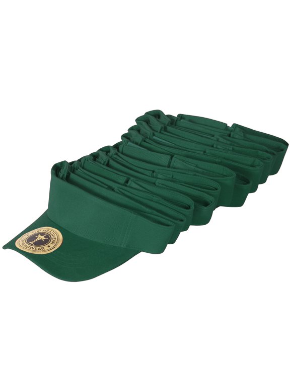 Top Headwear 12 Pack Youth Size Sun Visor Dozen Baseball Softball Caps for Kids, Light Forest Green
