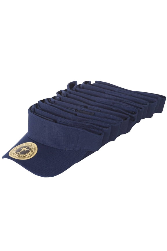 Top Headwear 12 Pack Youth Size Sun Visor Dozen Baseball Softball Caps for Kids, Navy