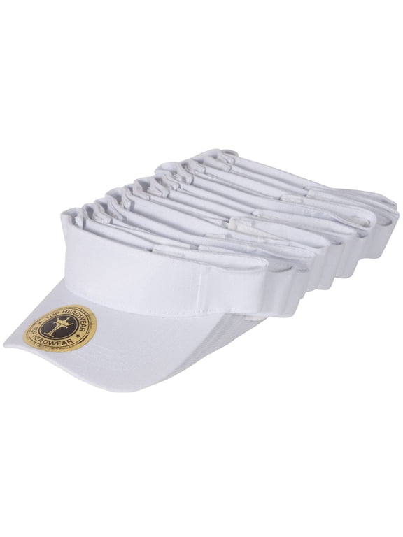 Top Headwear 12 Pack Youth Size Sun Visor Dozen Baseball Softball Caps for Kids, White