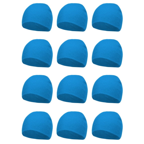 Top Headwear 12 pack lot Dozen Short Skull Cap Cuffless Beanies - Aqua