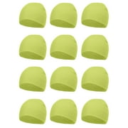 Top Headwear 12 pack lot Dozen Short Skull Cap Cuffless Beanies - Lime Green