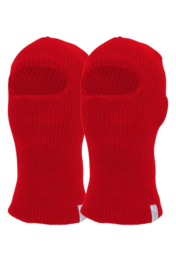 Top Headwear 2 Pack Face Ski Mask 1 Hole Balaclava, 2 PK Red