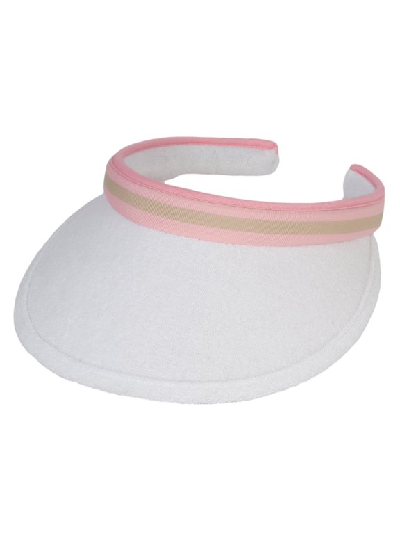Top Headwear 2 Tone Cotton Clip On Visor 3 Inch Wide Brim, White