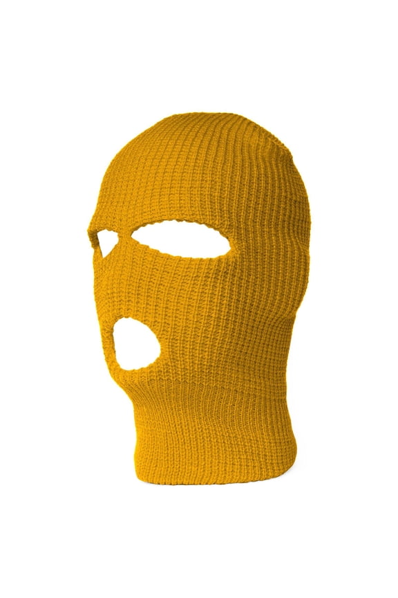 Top Headwear 3 Hole Face Ski Mask, Yellow Gold 1pc