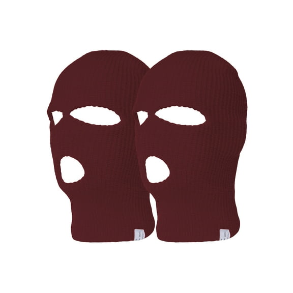 Top Headwear 3 Hole Ski Face Mask Balaclava, 2 Pack Burgundy