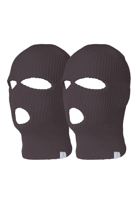 Top Headwear 3 Hole Ski Face Mask Balaclava, 2 Pack Charcoal