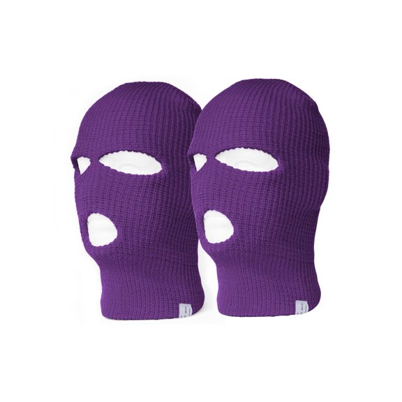 Top Headwear 3 Hole Ski Face Mask Balaclava, 2 Pack Purple
