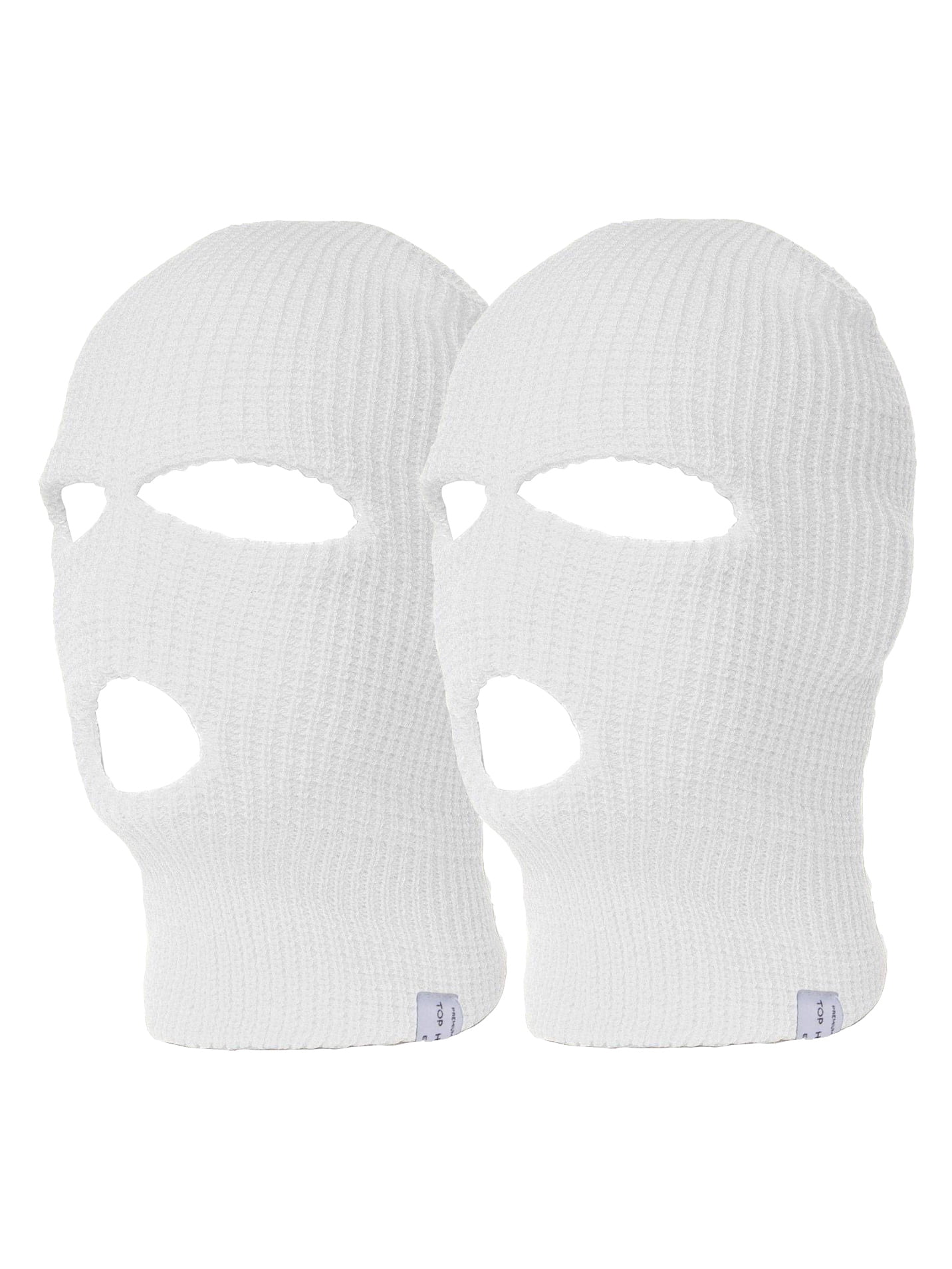 Top Headwear 3 Hole Ski Face Mask Balaclava, 2 Pack White