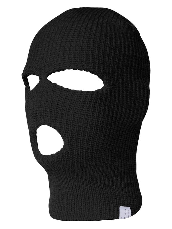 Top Headwear 3-Hole Ski Face Mask Balaclava, Black