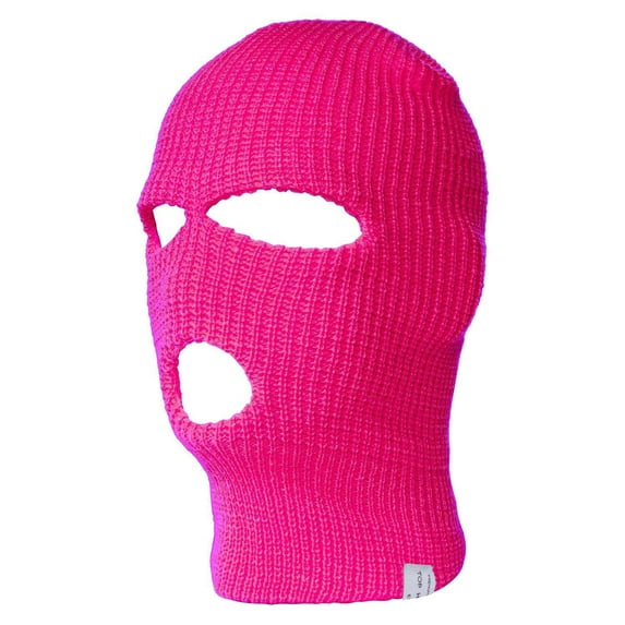 Top Headwear 3-Hole Ski Face Mask Balaclava, Hot Pink