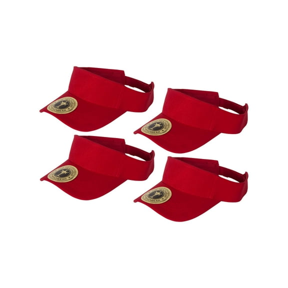 Top Headwear 4 Pack Youth Size Sun Visor - Red