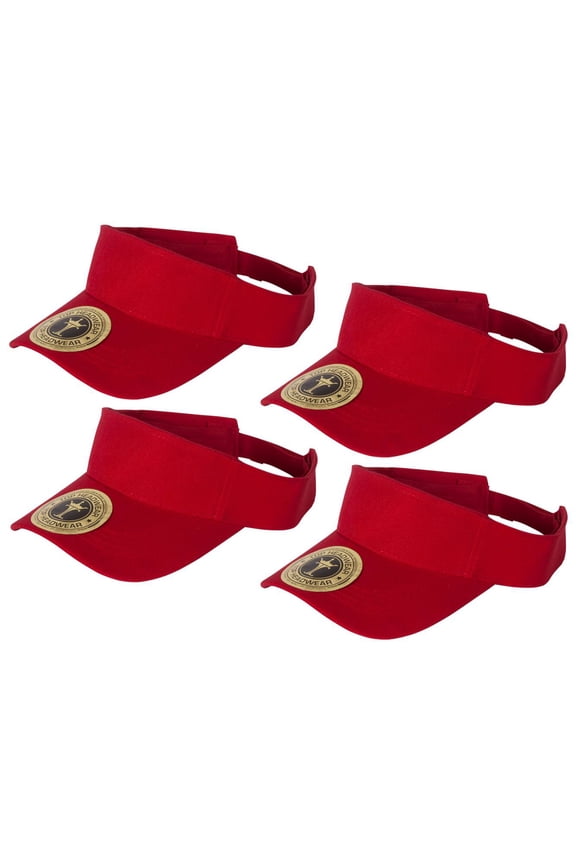 Top Headwear 4 Pack Youth Size Sun Visor - Red