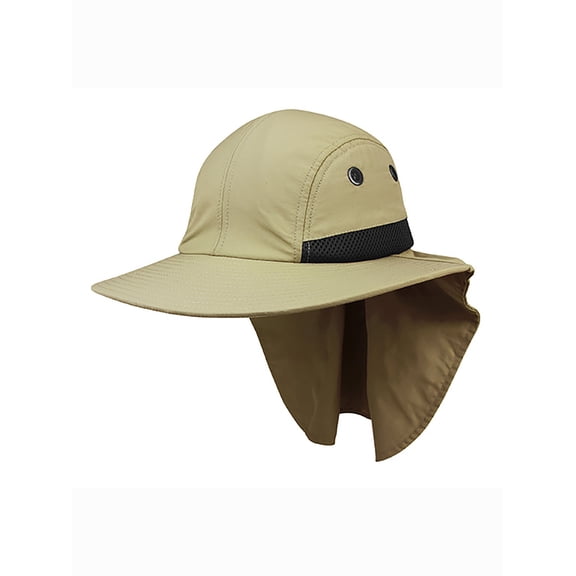 Top Headwear 4 Panel Large Bill Flap Hat - Khaki