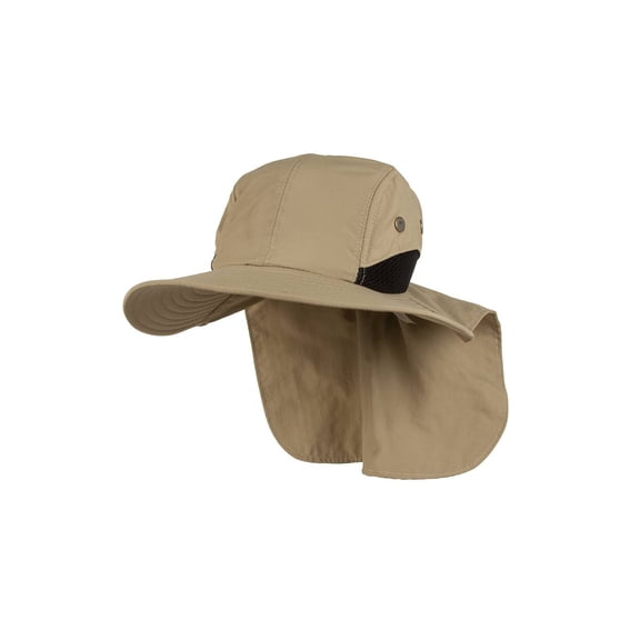 Top Headwear 4 Panel Large Bill Flap Sun Hat - Tan