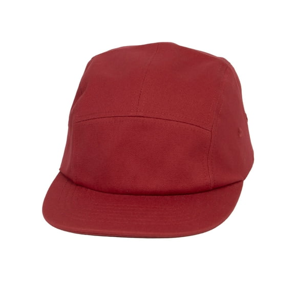Top Headwear 5 Panel Hat For Men - Classic Canvas  Camper Cap, Berry Red