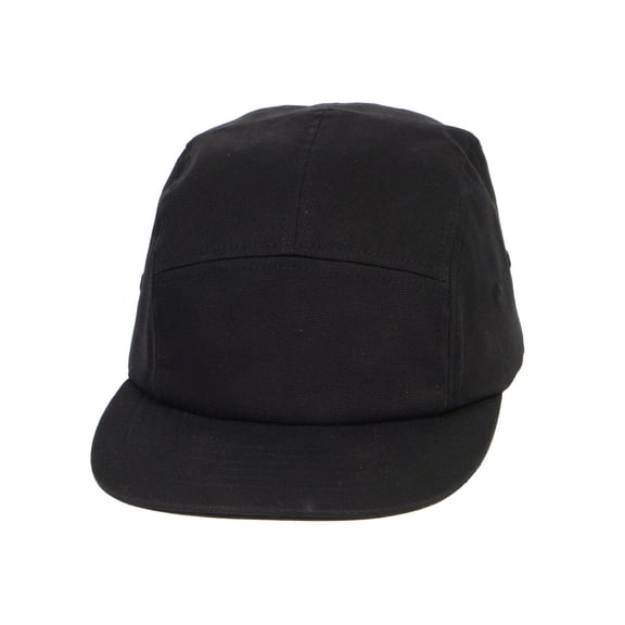 Top Headwear 5 Panel Hat For Men - Classic Canvas  Camper Cap, Black