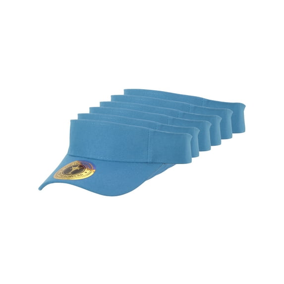 Top Headwear 6 Pack Youth Size Sun Visor - Sky Blue