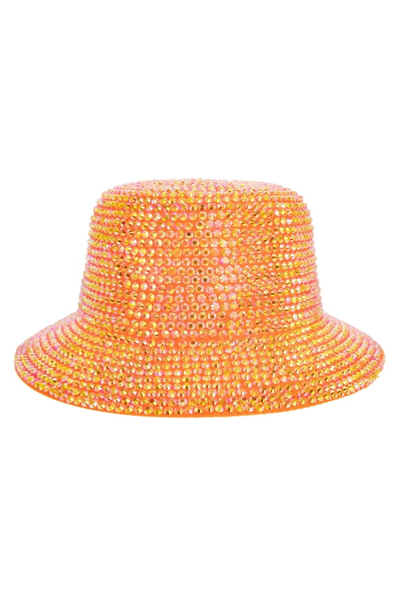 Top Headwear AB Jelly Metallic Chrome Studded Braided Bucket Hat - Orange