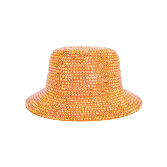Top Headwear AB Jelly Metallic Chrome Studded Braided Bucket Hat - Orange