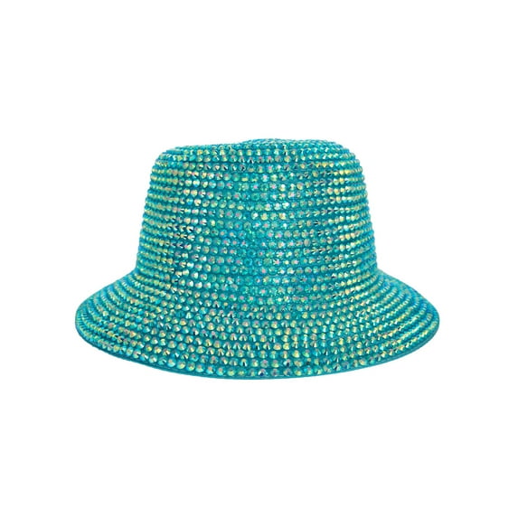 Top Headwear AB Jelly Metallic Chrome Studded Braided Bucket Hat - Turquoise