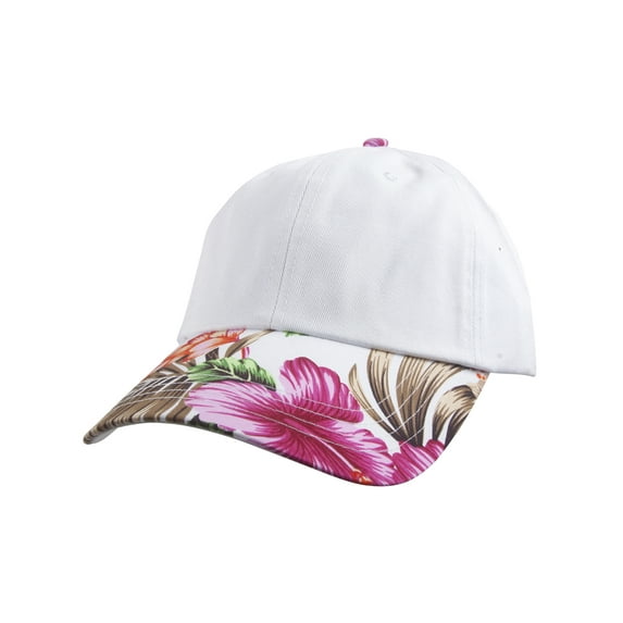 Top Headwear Adjustable Floral Print Cap - White/Pink