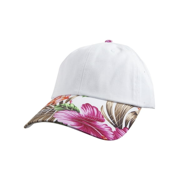 Top Headwear Adjustable Floral Print Cap - White/Pink