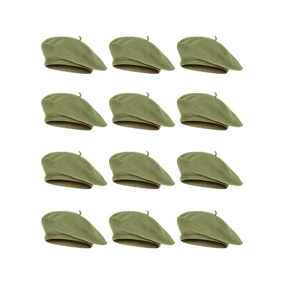Top Headwear Adult Solid Color 12 Piece Wool French Bohemian Beret - Sage
