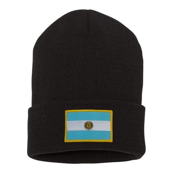 Top Headwear Argentina Beanie - Men's Womens Long Winter Cuff Beanie Cap, Black