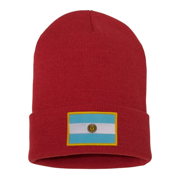 Top Headwear Argentina Beanie - Men's Womens Long Winter Cuff Beanie Cap, Red