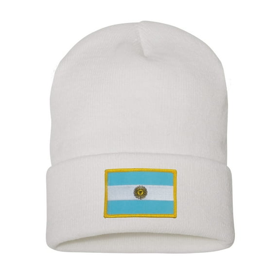 Top Headwear Argentina Beanie -  Mens Womens Long Winter Cuff Beanie Cap, White