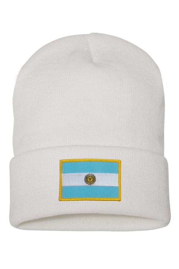 Top Headwear Argentina Beanie - Mens Womens Long Winter Cuff Beanie Cap, White