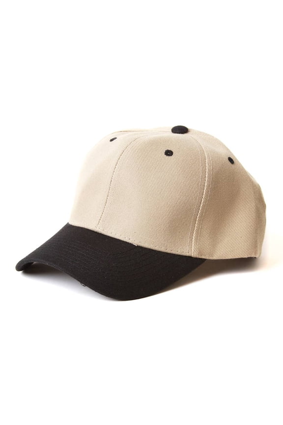 Top Headwear Baseball Cap Hat- Khaki/Black