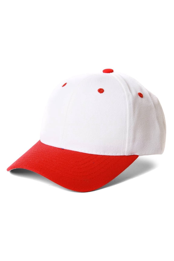 Top Headwear Baseball Cap Hat- White/ Red