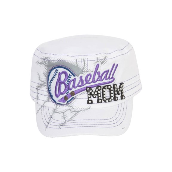 Top Headwear Baseball Mom Distressed Adjustable Cadet Cap - White