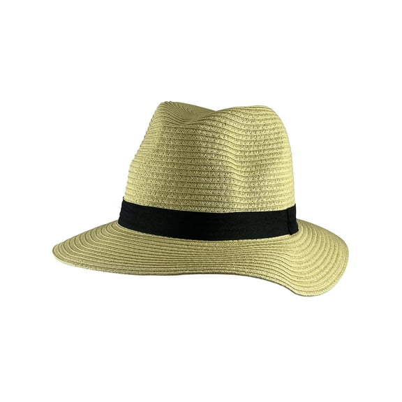 Top Headwear Black Band Summer Straw Sun Hat - Natural