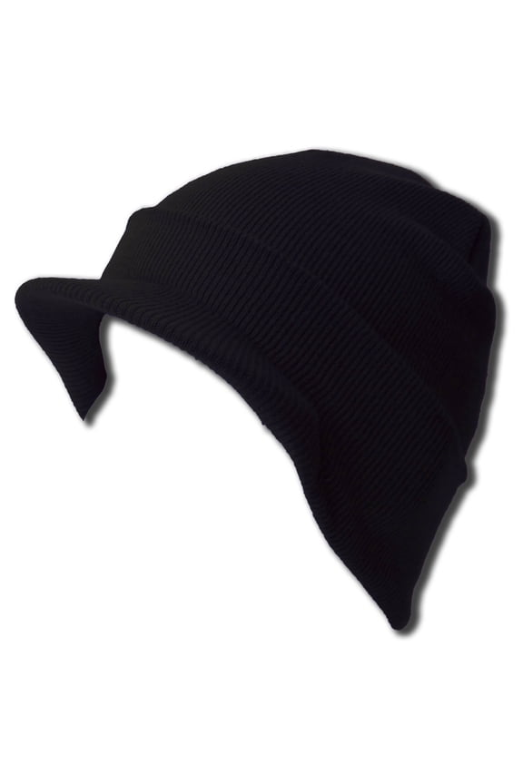 Top Headwear Black Cuff Beanie Visor Cap