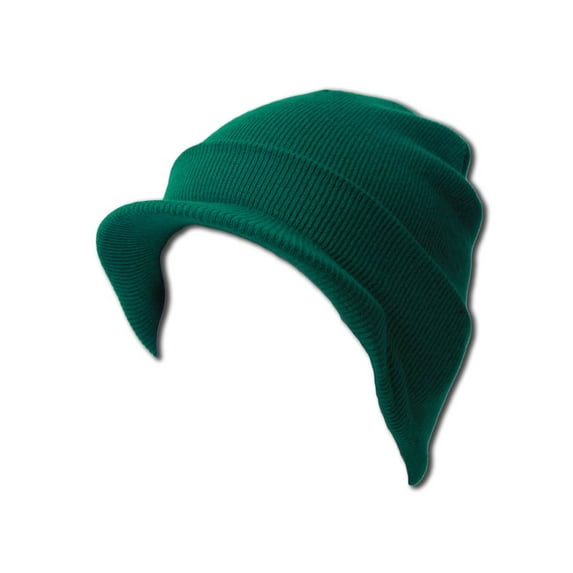 Top Headwear Blank Cuff Beanie Visor, Forest Green
