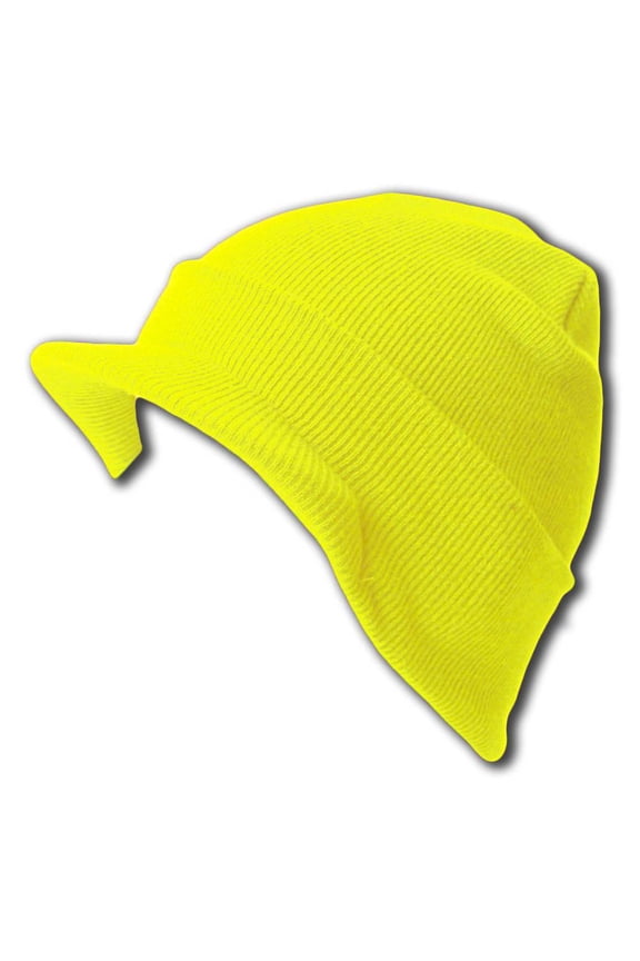 Top Headwear Blank Cuff Beanie Visor, Neon Yellow