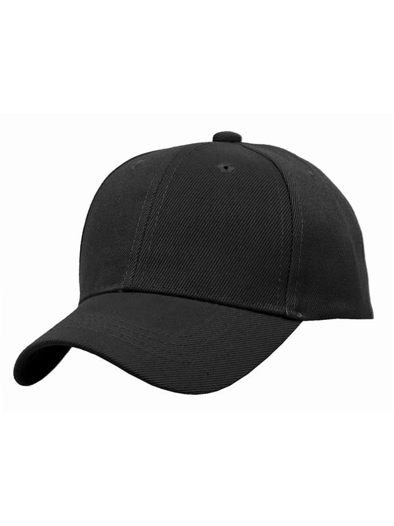 Top Headwear Blank Kids Youth Baseball Adjustable Hook and Loop Closure Hat Black