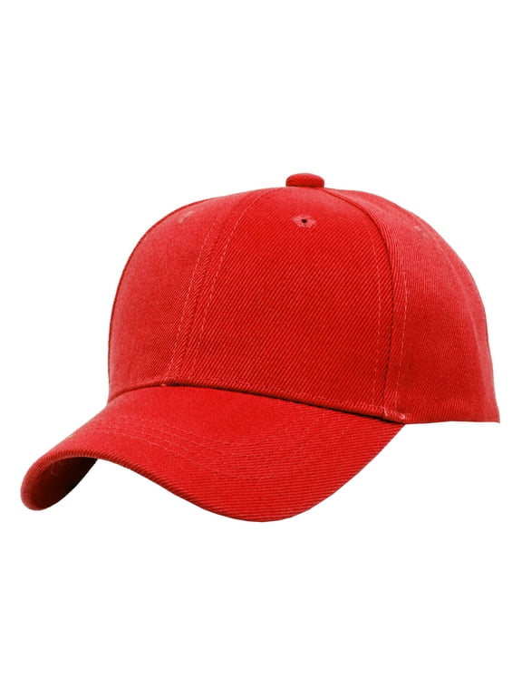 Top Headwear Blank Kids Youth Baseball Adjustable Hook and Loop Closure Hat - Red