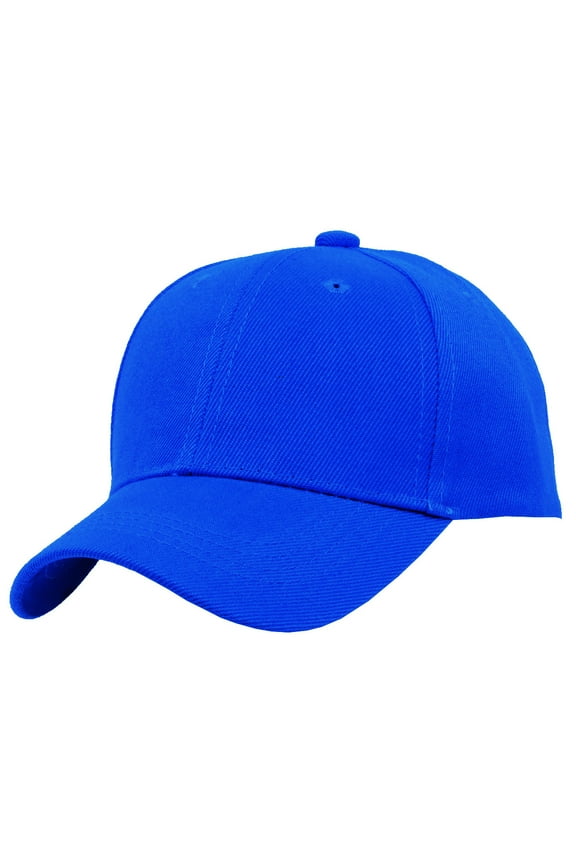 Top Headwear Blank Kids Youth Baseball Adjustable Hook and Loop Closure Hat Royal Blue