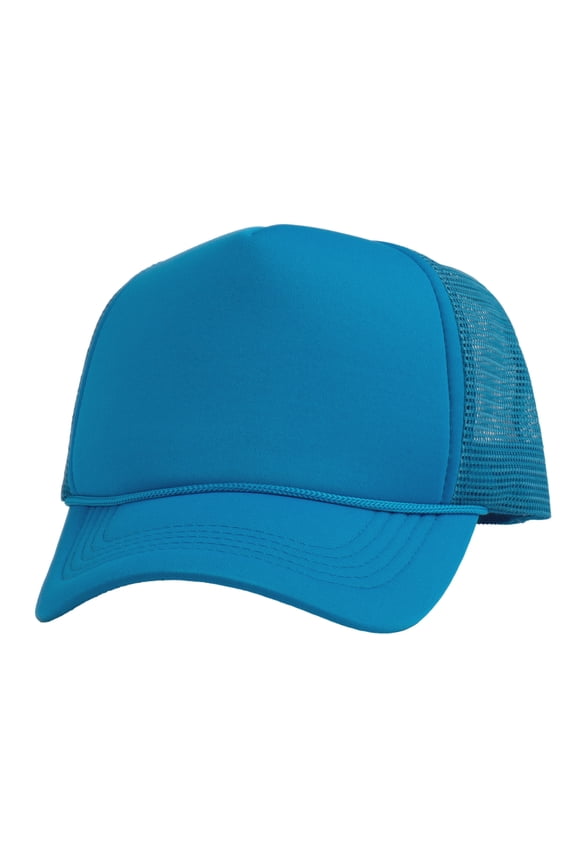 Top Headwear Blank Trucker Hat - Mens Trucker Hats Foam Mesh Snapback Aqua Blue