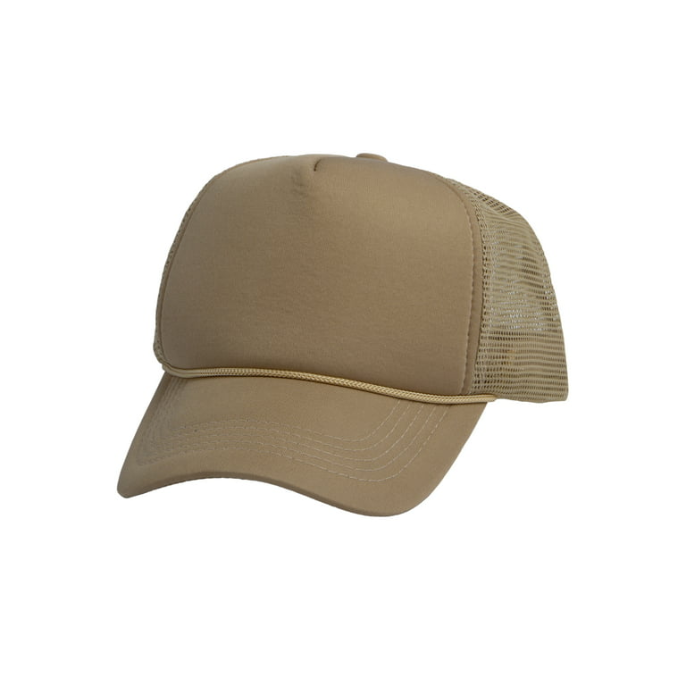 Top Headwear Blank Trucker Hat - Mens Trucker Hats Foam Mesh Snapback Beige