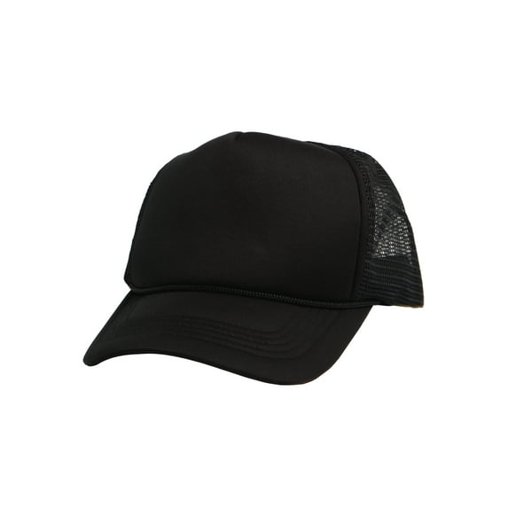 Top Headwear Blank Trucker Hat - Mens Trucker Hats Foam Mesh Snapback Black